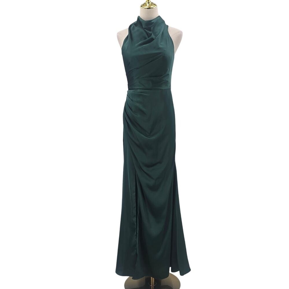 AW BRIDAL 6 S hunter green Maharaol wedding formal party maxi dress NEW B43 - Picture 3 of 10